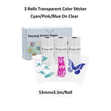 53mm Transparent Color Thermal Sticker Paper, 2.24" Clear Blue Green Black Film Tape For Kitchen Labels, Pantry Jars, DIY Coloring Printouts, Photo Prints, Compatible With Most Mini Portable Printers, Sticker Tape Only - View 14