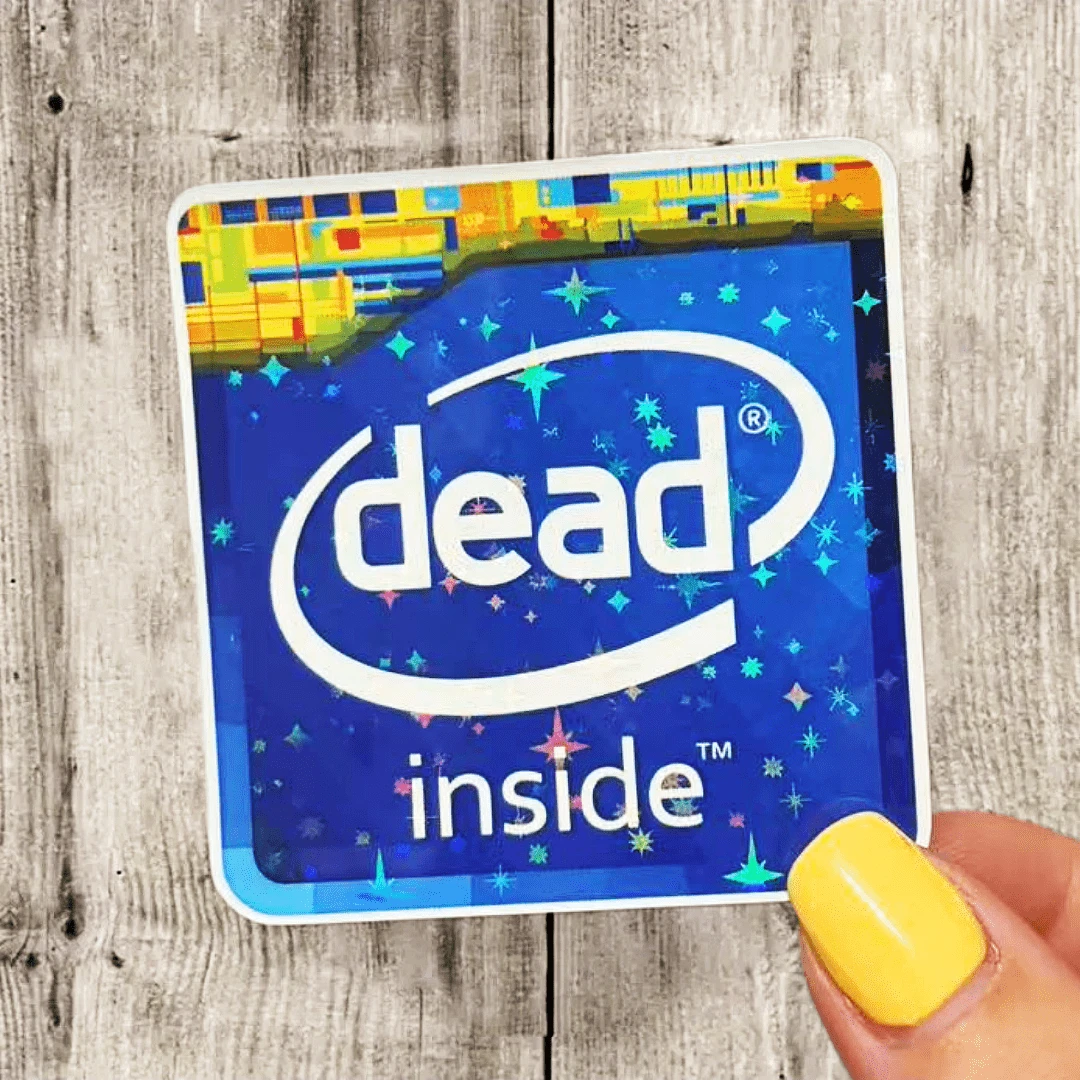 Dead Blue Hard Drive, "Inner Death" Describing Mental Exhaustion, Emotional Numbness, Loss Of Passion For Life, Humorous, Parody Waterproof Vinyl Sticker - Durable Matte Surface, Self-Adhesive Bumper Sticker, Suitable For Cars, Windows, Laptops, Trucks, Water Bottles - Multi-Functional Durable Design, Car Sticker - Vinyl - View 1
