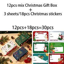 9/30/60pcs Merry Christmas Gift Boxes With Ribbon And Stickers, Xmas Tree Snowflake Printed Rectangle Present Box, Luxury Flip Top Candy Cookie Packaging Box For Holiday Chocolate Biscuit Wedding Favor - Multicolor - View 9
