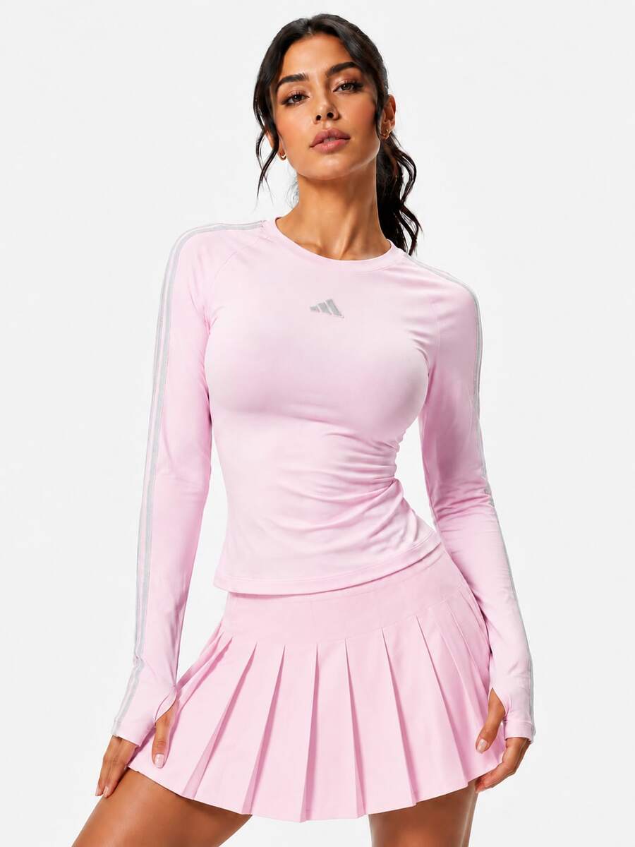 Adidas DCE 3S LS TEE運動休閒女子長袖T卹 - 粉色 - 查看 1