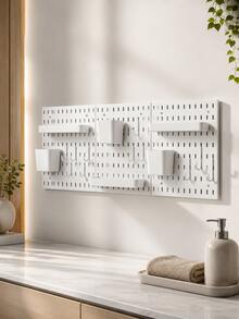 Estantería de almacenamiento de pared con tablero perforado sin taladro, organizador de almacenamiento de pared, estantería de almacenamiento multifuncional con tablero perforado, estantería de almacenamiento con ganchos montada en la pared, estantería de almacenamiento de cocina, estantería de almacenamiento de baño, organizador de pared de dormitorio, tablero de almacenamiento de escritorio, estantería de almacenamiento de herramientas, estantería de almacenamiento de cosméticos, estantería de almacenamiento de especias, organizador de suministros de oficina, estantería de llaves de entrada, estantería de exhibición combinable DIY, tablero de almacenamiento de pared multiusos, adecuado para cocina, baño - Multicolor - Ver 2