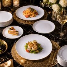 50/25pcs White Gold Rim Dinnerware Set, Includes 10.25" And 7.5" Salad Plates, Suitable For Restaurant, Wedding, Outdoor, Easter, Graduation Party, Brunch, Backyard Dining, Mother's Day And More, Ideal For Kitchen - View 9