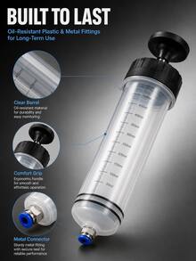 200/500cc Manual Oil Fluid Injection Pump, Dual Function Extraction And Injection, Suitable For Engine Oil, Brake Fluid And Gear Oil, With Extension Tube (Car/Motorcycle), Handheld Syringe-Style Oil Change Pump, Used For Engine Oil, Brake Fluid, Coolant Replacement - A - View 4