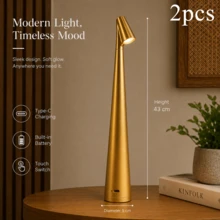 1件/2件可充電無線LED檯燈，3段調光觸控檯燈，現代極簡便攜床頭燈，適用於臥室、餐廳與辦公室 - 白紅光 - 查看 42