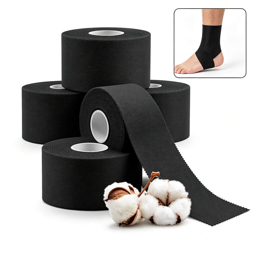 1 Roll Black Athletic Sports Tape Roll, Easy To Tear Without Sticky Residue For Outdoor Sports Fixing - Black - View 1