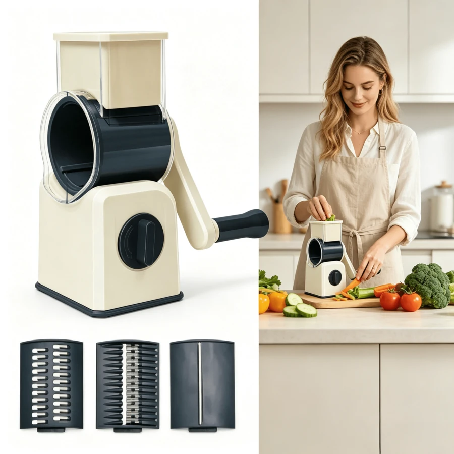 1 Piece Hand-Cranked Multi-Functional Vegetable Cutter, Standard Version And Upgraded Version, No Electricity Required, Easy To Disassemble And Clean, Suitable For Processing Vegetables, Minced Garlic And Meat Complementary Food In Home Kitchen. - Multicolor - View 1