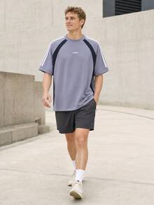 Adidas 男士夏季運動休閒百搭舒適短袖T恤 - 紫色/黑色 - 查看 8
