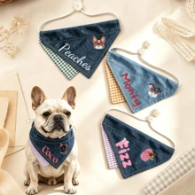 Customized Dog Scarf With Name, Personalized Embroidered Dog Scarf With Patch, Customized Name Puppy Scarf, Handmade Pet Scarf Suitable For Small, Medium And Large Dogs, Creative Gift For Dog Lovers - Pet Bib - View 3