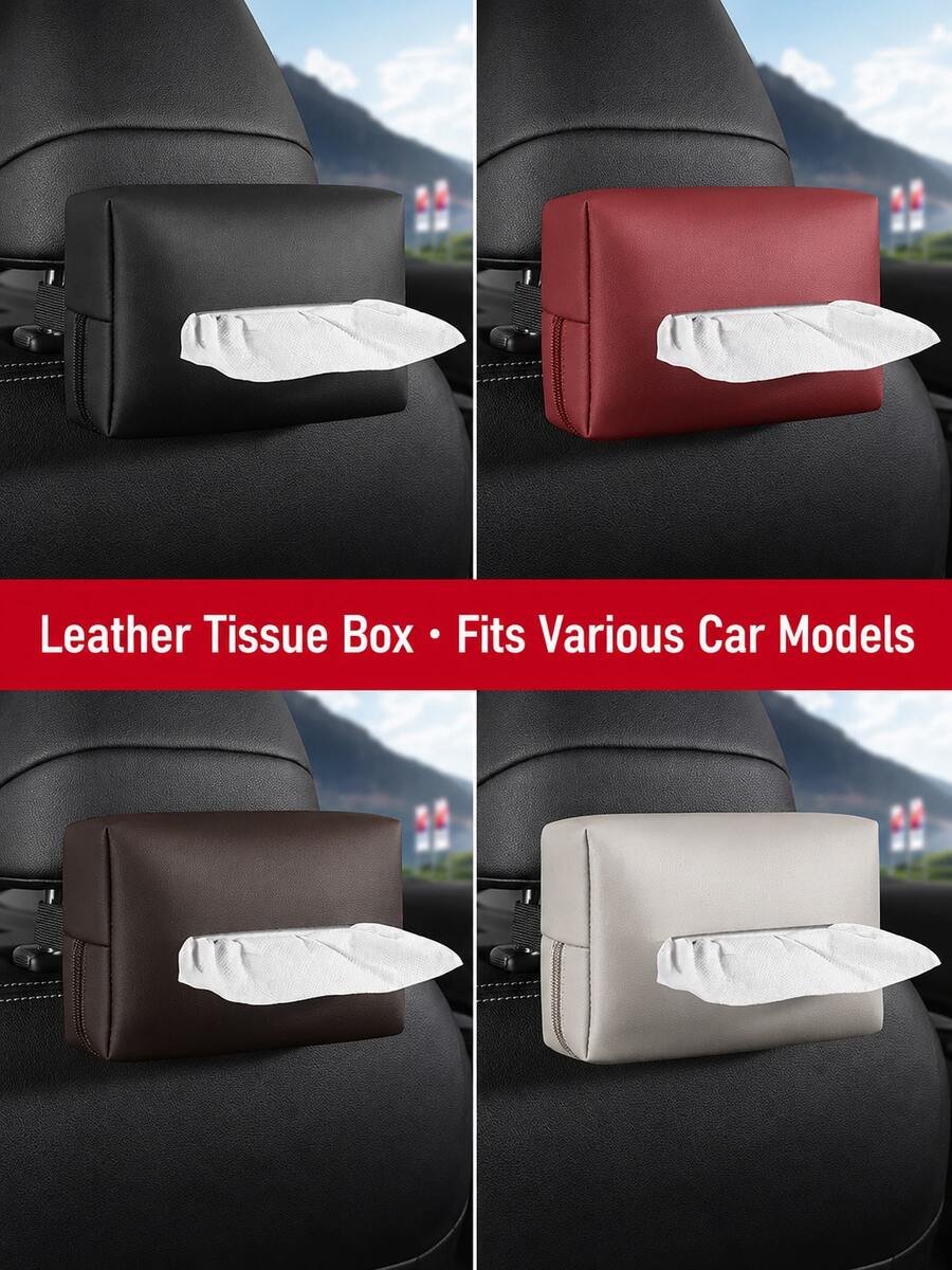 Kotak Tisu Mobil, Kotak Sandaran Tangan, Kotak Penyimpanan Tisu Belakang Kursi, Kantong Tisu Pelindung Matahari Belakang, Aksesoris Penyimpanan Interior Mobil, Suku Cadang Mobil, Dekorasi Interior Mobil, Hadiah Liburan dan Ulang Tahun (Barang Fisik yang Diterima Tidak Termasuk Tisu) - Beraneka warna - View 1