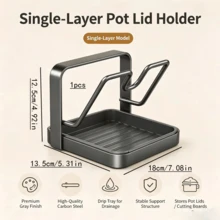 1pc/Kitchen Pot Lid Storage Rack, Made Of Thick Carbon Steel Material, Can Fix The Position Of Pot Lids And Spoons During Cooking. Multi-Functional Kitchen Pot Lid Storage Tool, Equipped With Detachable Drip Tray - Multicolor - View 14