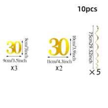10 قطع ديكورات معلقة من أرقام PVC ذهبية، ديكور عيد الميلاد ال- 18 وال- 30 وال- 40، لوازم خلفية معلقة لحفلات عيد الميلاد وذكرى الزواج - متعدد الألوان - مشاهدة 10
