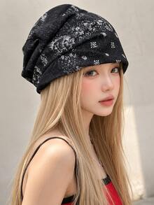 Vintage Paisley Cashew Flower Thin Beanie Hat For Women, Summer Breathable Headwrap Cap, Niche Design, Face-Slimming Pull-On Hat - Multicolor - View 2