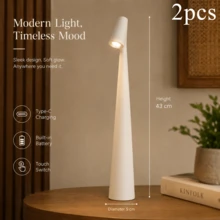 1件/2件可充電無線LED檯燈，3段調光觸控檯燈，現代極簡便攜床頭燈，適用於臥室、餐廳與辦公室 - 白紅光 - 查看 45