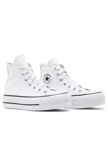 Converse Chuck Taylor All Star Lift 女款高筒皮革運動鞋，舒適百搭日常休閒白色 561676C - 白色 - 查看 3