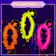 Random Color 15/12/10/9/5/3Pcs/Set Neon Fluorescent Star Garland Necklace & Bracelet Set, UV Black Light Glow Colorful Sequin Garland, Soft Lightweight Party Decoration, Suitable For Carnival, Back To School, Birthday, Wedding, Stage Performance, Hawaiian Theme Party Gift, Random Bright Colors - Light-up Necklace - View 7