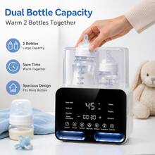 Hauture Baby Bottle Warmer & Sterilizer With Dual Bottle Space, Fast Milk Heater, Defrosting, Temperature Control And Timer Function For Baby Feeding Routine - US A Type Plug(110-127V) - View 5