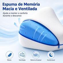 Almofada Ergonômica Para Pernas e Joelhos Espuma de Memória - 1 unidade-Branco - Visão 5