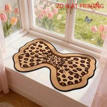 1pc Vintage Leopard Print Bow Bedroom Bedside Rug, American Retro Soft Decor Carpet, Artistic Design Dressing Table Mat, Soft And Skin-Friendly, Hand-Cut With 1-5cm Error, Entryway Decor Mat, Bathroom Rug, Small Carpet, Home Decor, Living Room Rug, Bedroom Carpet, Washable Rug - Multicolor - View 4