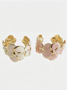 Women 2Pcs Stackable Bracelets Sets High Street Fashion Wide Ribbon Shape Stainless Steel Cuff Bangle Chunky Open Cuff Adjustable Wrist Jewelry Hot - Gold - View 16