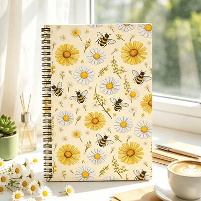 1 buah Jurnal Spiral Bunga Daisy dan Lebah Vintage, Buku Catatan Menulis Estetika Alam Lebah Madu Bunga Liar, Hadiah Kembali ke Sekolah, Valentine, Paskah, Halloween, Thanksgiving, Natal untuk Pecinta Alam, Tukang Kebun, dan Penggemar Seni Bunga