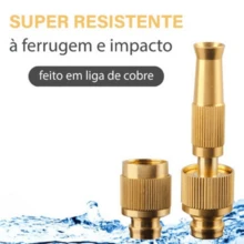 Kit Bico de Água Alta Pressão 3 em 1 Metal Resistente para Mangueira 1/2 + Conector Rosca - Dourado - Visão 5