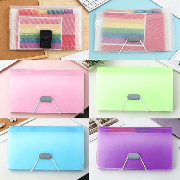 1pc Accordion File Organizer, Expandable Plastic Folder With Snap Closure Design, Suitable For Cards, Receipts, Tax Documents, Portable Folder For Office, Travel, Home And Commuting Use