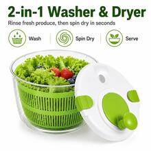 Lettuce Dryer With Drain, Manual Produce Dryer Colander Bowl With Locking Lid, 5QT Large Capacity Salad Spinner For Meal Preparation In The Kitchen. - L - View 4
