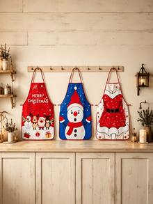 Unisex Christmas Apron 60 X 80 Cm, Featuring Santa Claus, Reindeer, Snowflake And Christmas Tree Patterns, Adding A Festive Atmosphere To Your Home, Christmas Party, Gathering And Kitchen - Multicolor - View 4