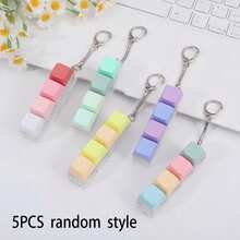 1pc 4-Key Keyboard Keychain Stress Relief Toy, Finger Keyboard Toy, Multiple Colors Available, Stress Relief, Neutral Style Keycap Keychain Pendant - Multicolor - View 13