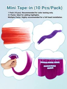 Mini Tape In Hair Extensions Human Hair Colored Invisible Tape In Human Hair Extensions Highlighted For Party Hair Highlights Wear And Go Glueless For Holiday FestivalSchool Supplies Party Wedding Daily For All People Women Girl Bride - Multicolor - View 7
