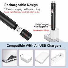 1pc Long-Range Flashlight Laser Pointer, Rechargeable USB Laser Pen Cat Toy, Adjustable Focus With Star Cap, Aluminum Alloy Body, Variety Of Star Pattern Designs, Suitable For Guidance, Engineering, Playing With Pets, Outdoor Camping And More - View 12