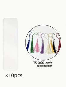 5/10 miếng tấm acrylic hình chữ nhật kèm tua rua, thẻ acrylic trơn, tấm acrylic tua rua cho đồ thủ công, đánh dấu sách, móc khóa, trang trí đám cưới và Giáng Sinh, 10 tua rua, phù hợp cho dự án DIY và thẻ quà tặng - Dấu trang trong suốt - Xem 12
