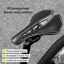 1pc Bicycle 3D Honeycomb Shock-Absorbing Saddle, Hollow Breathable Racing Grade Seat, Comfortable Road Bike Riding Gear, Suitable For Road/Mountain Bike Riding Gear - Multicolor - View 2