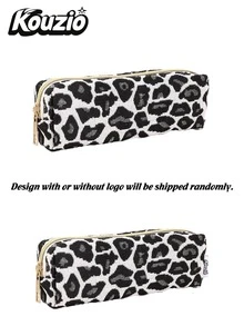 1pc Jacquard Leopard Print Pencil Case, Vintage Animal Woven Pattern Zipper Stationery Bag, Large Capacity Portable Makeup Bag, Multi-Purpose Travel Toiletry Organizer Bag, Vintage Back To School Gift For Teenage Girls Students,Back To School - Jacquard Leopard Print - View 9