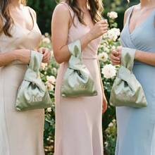 1pc Customized Embroidered Satin Bridal/Bridesmaid Knot Bag, Personalized Wedding Welcome Bag, Bridal Shower Favor, Bachelorette Party Gift - Multicolor - View 7