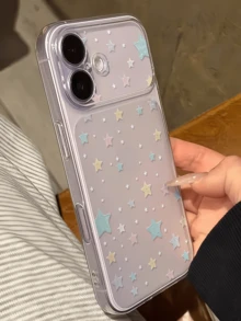 1件透明夢幻彩色星星極簡個性化TPU防震全包手機殼，適用於Apple 17 16 15 14 13 12 11 Pro Max Air - 彩色 - 查看 2