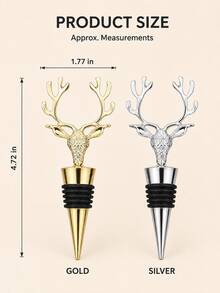 8pcs Deer Head Wine Bottle Stopper Gold Silver Sealer Tabletop Bar Decor - Multicolor - View 2