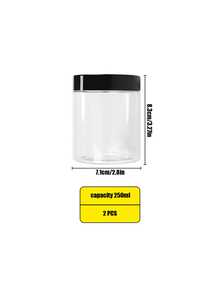 1-6Pcs/Set Clear PET Storage Jars With Lids, 50-500ml Empty Plastic Makeup Containers And Organizer Jars - Black - View 21