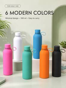 3/1pc Portable Sports Water Bottle With Handle Loop, Lightweight Solid Color Reusable Drinking Bottle, Suitable For Gym, Hiking, Yoga, Travel, Office, School, Outdoor Activities, Workout And Daily Hydration, Fashion Fitness Accessory, Unisex - Multicolor - View 2