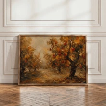 1pc Vintage Autumn Apple Orchard Exquisite Art Wall Painting, Impressionist Autumn Landscape Canvas Wall Decor, Pastoral Oil Painting Style, Frameless, Autumn Landscape Picture, Suitable For Bedroom, Living Room, Kitchen And Other Indoor Decoration, Creative Housewarming Gift, Home Decor, Indoor Wall Art - A - View 3