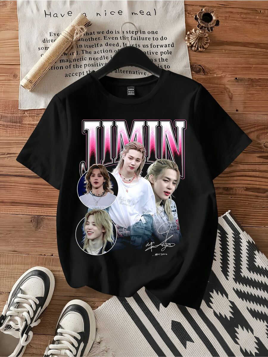 Park Pink Gradient Multi Shot Circle Portrait Fan Tee. - 黑色 - 查看 1