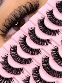10 Pairs Cross Fluffy Mink Lashes 3D Volume Fake Eyelashes Dramatic Messy Lashes Wispy Long Foxy Eye Lifting Look Eyelash To Lengthen And Volumize The Outer Corner Of Your Eye Beauty Makeup - Black - View 2