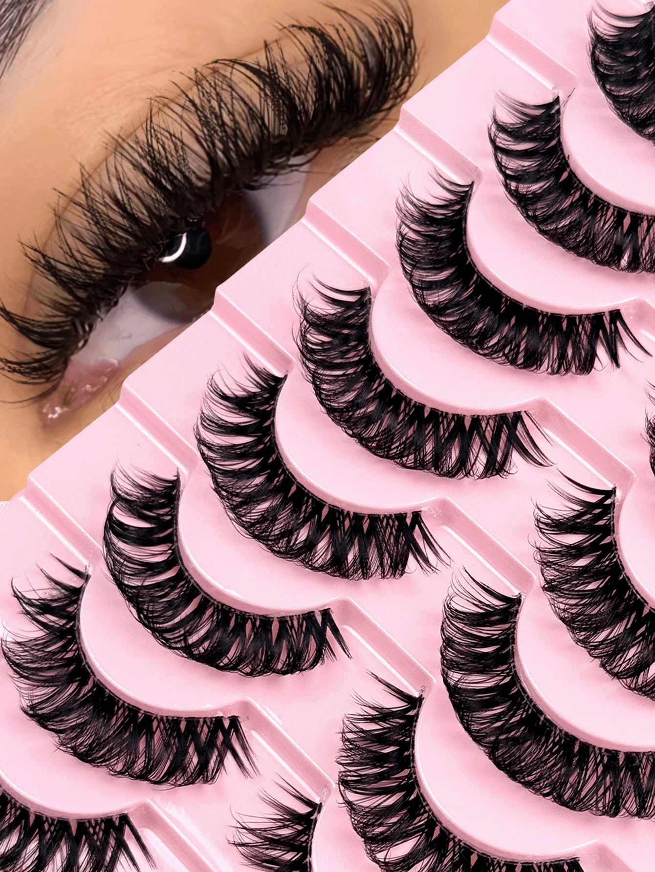 10 Pairs Cross Fluffy Mink Lashes 3D Volume Fake Eyelashes Dramatic Messy Lashes Wispy Long Foxy Eye Lifting Look Eyelash To Lengthen And Volumize The Outer Corner Of Your Eye Beauty Makeup