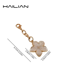 HAILIAN Multi-Style Sakura Floral Chain Bag Charm Set, Rhinestone Pearl Enamel Flower Keychain Pendant For Purse Decor & Friendship Gift - White - View 9