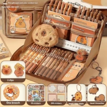 33pcs/226pcs/127pcs/47pcs Capybara‑Print Stationery Set, Multi‑Layer Large‑Capacity Pencil Box Set With Stickers, Keychain & Brooch, Patterned Stationery Supplies, Practical Collection For Daily‑Use - Multicolor - View 28