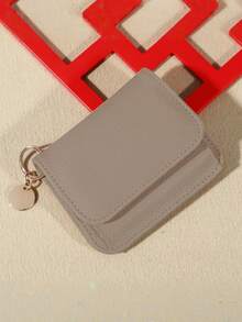 Vintage Short Wallet Portable Folding Purse Card Holder Women Small Wallet RFID Blocking Card Case Slim Tri-Fold Wallet With Zipper Pocket&Keychain - Multicolor - View 10