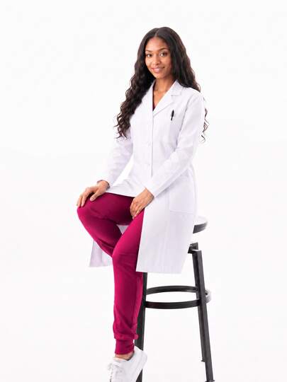 Women's White Coat/Doctor Uniform, Good Quality, Adjustable Button Cuffs, Multiple Pockets, Suitable For Hospital, Lab, School, Clinic, Spa