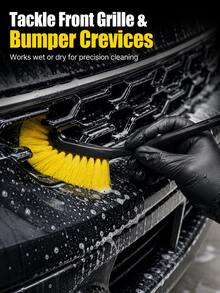 Long Handle Wheel Rim Tire Cleaning Brush, Curved Nylon Bristles, Suitable For Brake Dust, Calipers, Wheel Rims And Crevices, Ergonomic PP Handle, Dry And Wet Use, Durable Car Wash And Detailing Accessory - A - View 7