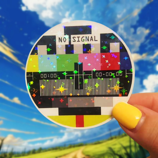 NO SIGNAL Round Vintage TV Meme Sticker, Waterproof Vinyl Sticker - Durable Matte Surface, Self-Adhesive Bumper Sticker, Suitable For Cars, Windows, Laptops, Trucks, Water Bottles - Multi-Purpose Durable Design, Car Sticker