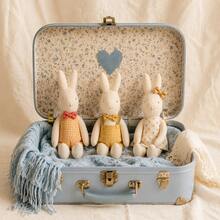 13cm Cute Linen Rabbit Plush Doll 1pc, Plaid Bowtie Rabbit Stuffed Doll, Children's Day Birthday Gift, Perfect Dollhouse Decoration And Accessory - Multicolor - View 8